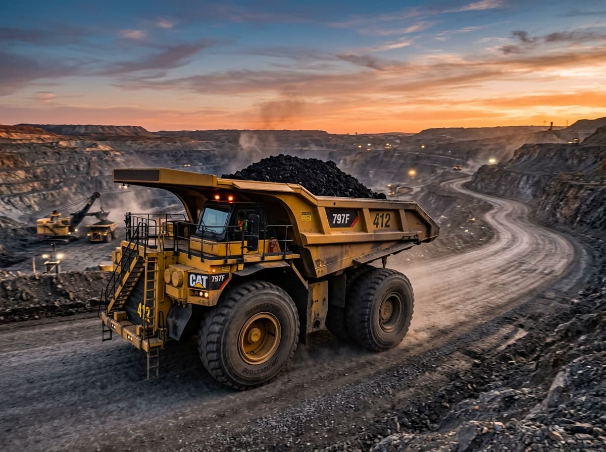 Mining Dump Trucks operating in a modern mining environment